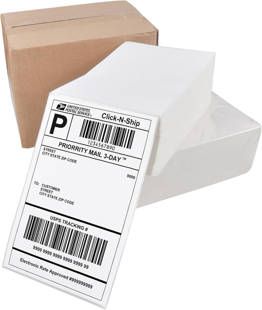 L LIKED 1000 Fanfold 4" x 6" Direct Thermal Labels, with Perforated line for Thermal Printers - Compatible with Zebra & Rollo Printer (4" x 6" - 1000 Labels)