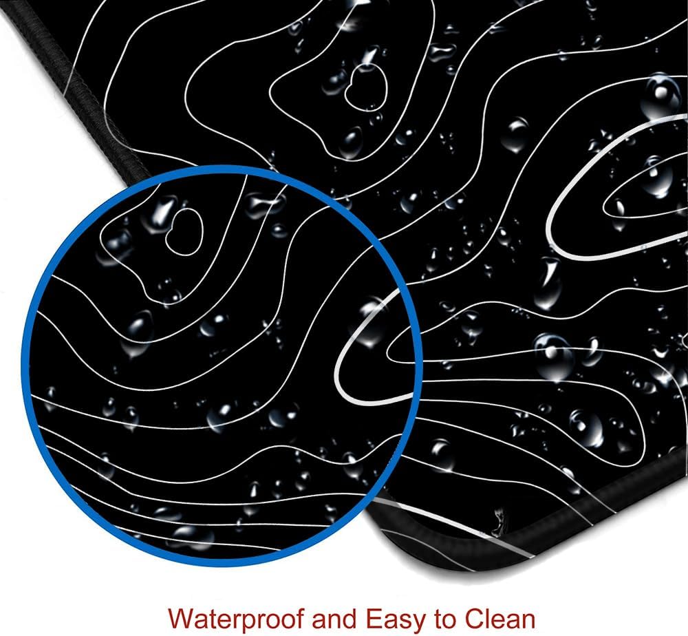 Large Mouse Pad, Extended XL Gaming Mousepad, Non-Slip Rubber Base Keyboard Mouse Mat Desk Pad for Work, Game, Office, Home, 31.5 x 11.8 in, Black Minimalist Topographic Map PL230707021