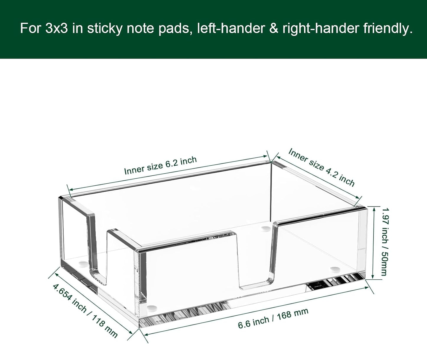 Acrylic Sticky Note Holder, Self-Stick Note Pad Holder W/O Pads - Note Dispenser Memo Pad Holder Desk Organizer for School Office Home (4''x6'' Clear)