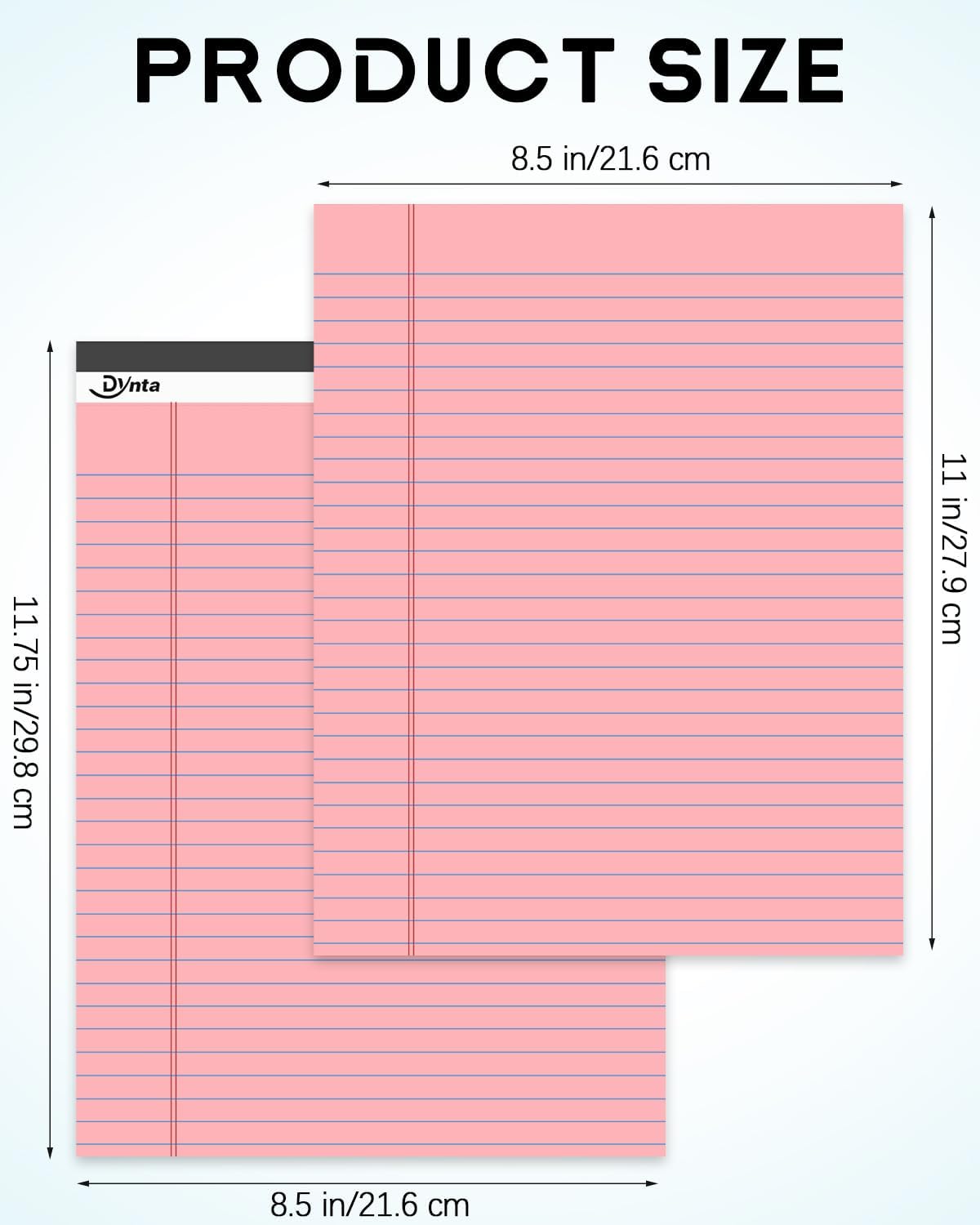 Dynta Note Pads Legal Pads 8.5 x 11 Colored Paper 6 Packs, Wide Ruled Notepad 45 Sheets/90 Pages Micro Perforated, Lined Notepads for Writing Note-taking Meeting, 6 Assorted Colors