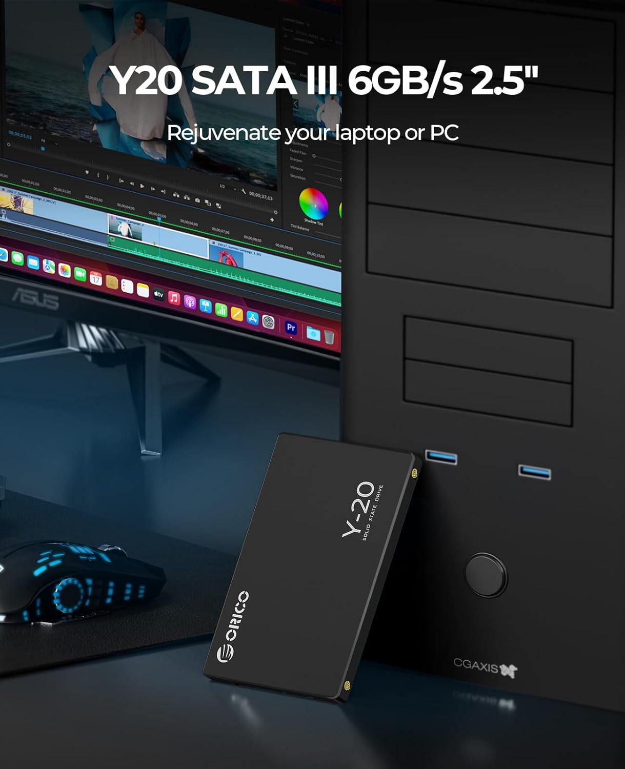 ORICO 2TB SATA SSD 2.5 Inch Internal Solid State Drive, Read Speed up to 500MB/s, SATA III 6Gbps for Desktop Laptop NAS DIY External Drive - Y20