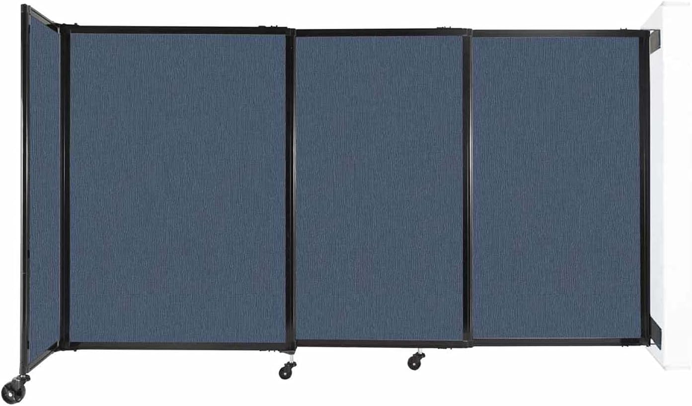 Wall-Mounted Sliding StraightWall Room Divider | Adjustable Widths | Locking Wheels | Room Separator | Up to 7'2" Wide x 4' Tall Ocean Fabric Panels
