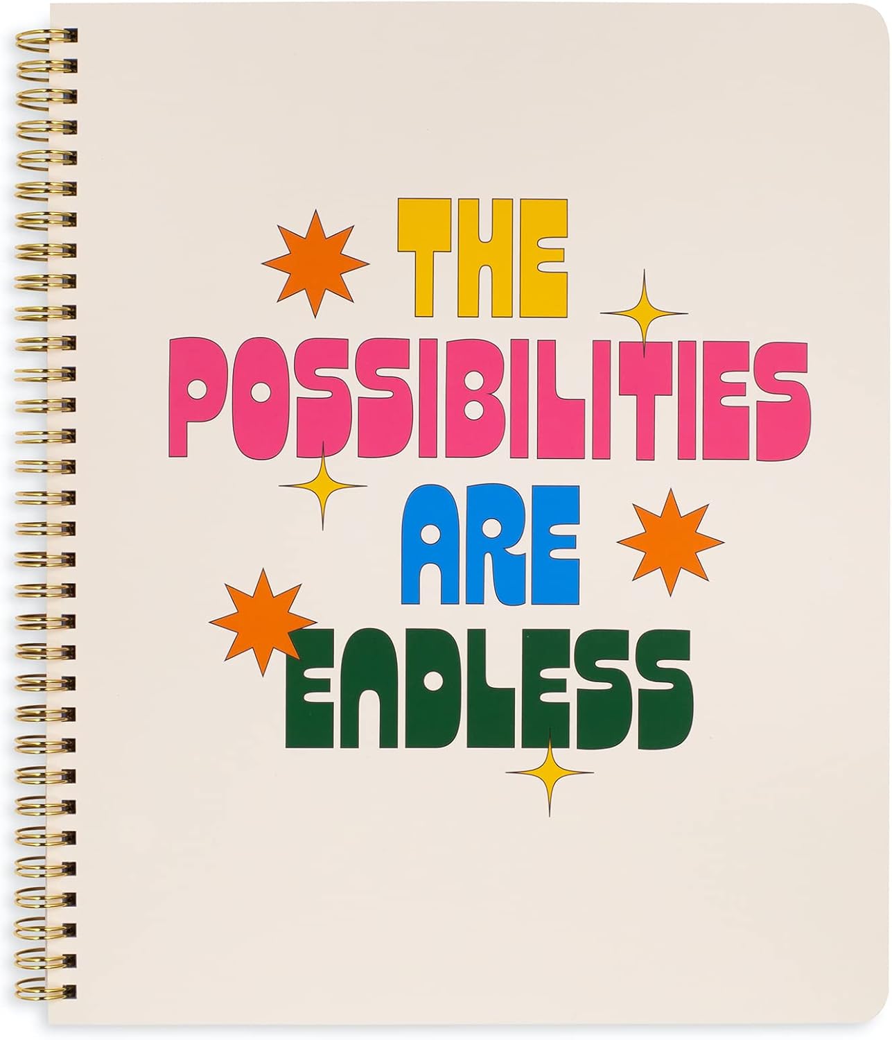 ban.do Rough Draft Large Spiral Notebook with Saying, 11" x 9" with Pockets and 160 College Ruled Pages, Possibilites are Endless