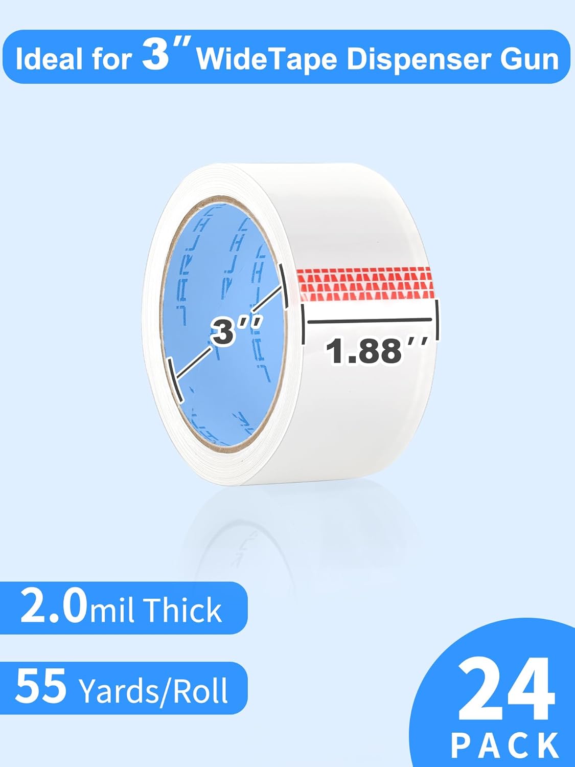 JARLINK Clear Packing Tape (24 Rolls), Heavy Duty Packaging Tape for Shipping Packaging Moving Sealing, 1.88 inches Wide, 55 Yards Per Roll, 1320 Total Yards