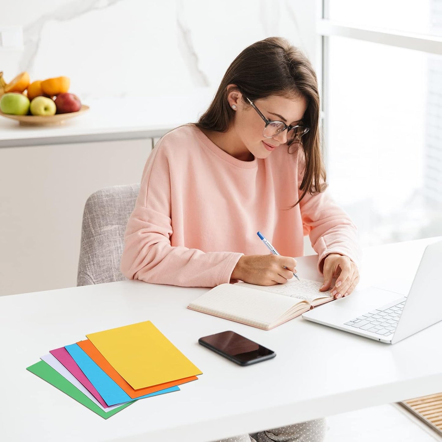 Fainne 300 Pcs 4 x 6 Inches Blank Index Cards 180 Gsm Thick Card Stock Assorted Color Neon Blank Flash Cards Colorful Study Notecards for Organizing(Vivid Colors)