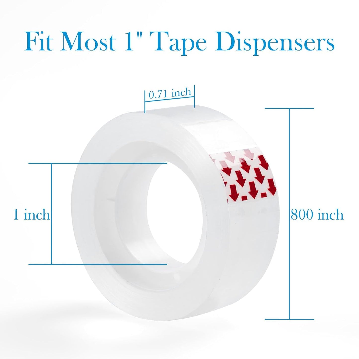 48 Rolls Clear Tape Refills, Stationery Tape Refills Rolls for Dispenser, Gift Wrap Transparent Tape for School, Home, Office, High Viscosity, Odorless, 1 Inch Core, 3/4 x 800 inches