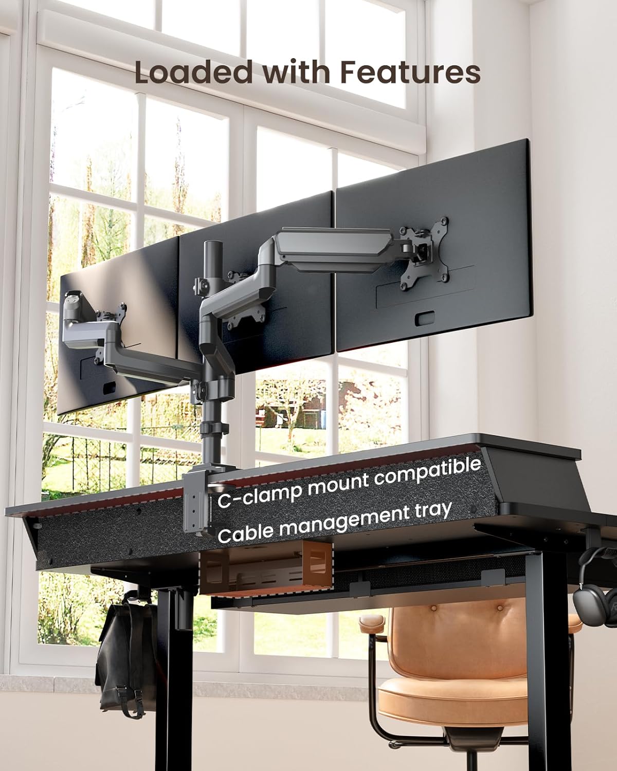 ErGear Electric Standing Desk with 4 Drawers, 63" x 30" Height Adjustable Desk with Storage, C-Clamp Mount Compatible, Computer Home Office Table with Cable Management Tray, Black