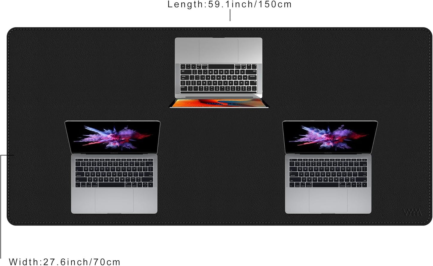 Vyaaa Leather Desk Mat, 59“ x 27.6” PU Leather Desk Pad Protector, Waterproof Extra Large Desk Mat, Large Mouse Pad，Desk Mats on top of Desks for Home or Office (Black)