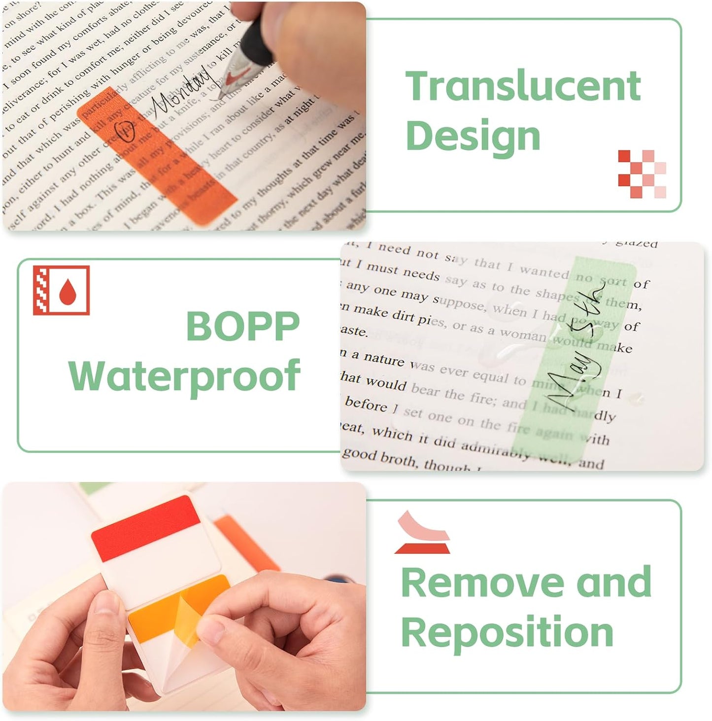 KICNIC 2 Inch New Sticky Tabs Index Tabs 960 Pieces, Colored Reading Tabs Self Adhesive, Arrow Flags Pages Markers for Binder, Books, File Folders and Notebook [12 Colors] Writable, Repositionable