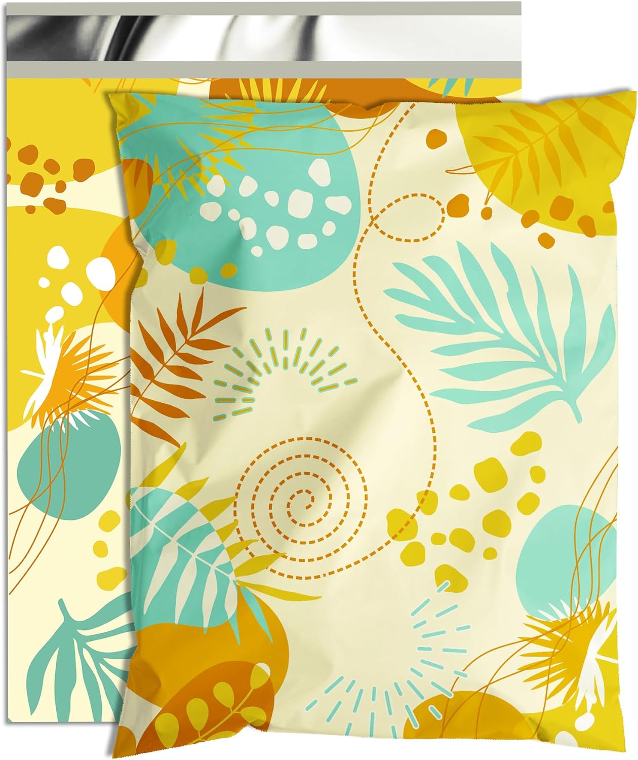 Colorful Leaves Poly Mailer 12x15.5 Inch 50 Pcs, Waterproof Shipping Bags for Clothing, Tear-Resistant Mailier Bags, Strong Mailing Bags with Self-Seal