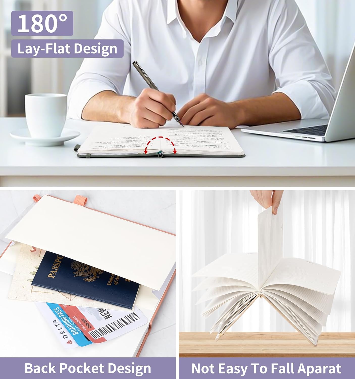 Lined Journal Notebook For Women, 200 Pages A5 Hardcover Leather Journals For Writing College Ruled Notebook For Work School Note Taking Business Diary Notepad 5.7'' X 8.3''- Smoky Purple