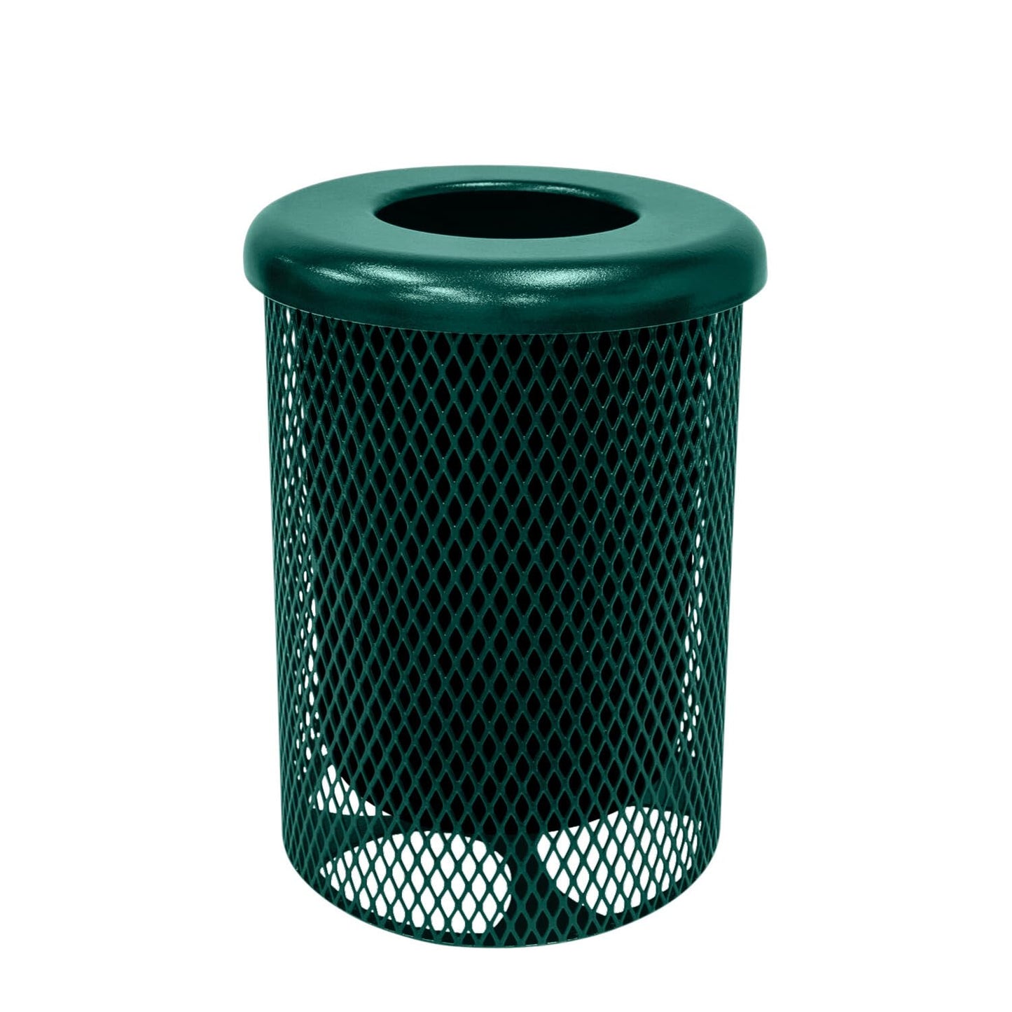 RFT-TXTGRN Heavy Duty Round Trash Receptacle with Flat Top, Liner Included, 32 Gallon, Textured Green, Made in America