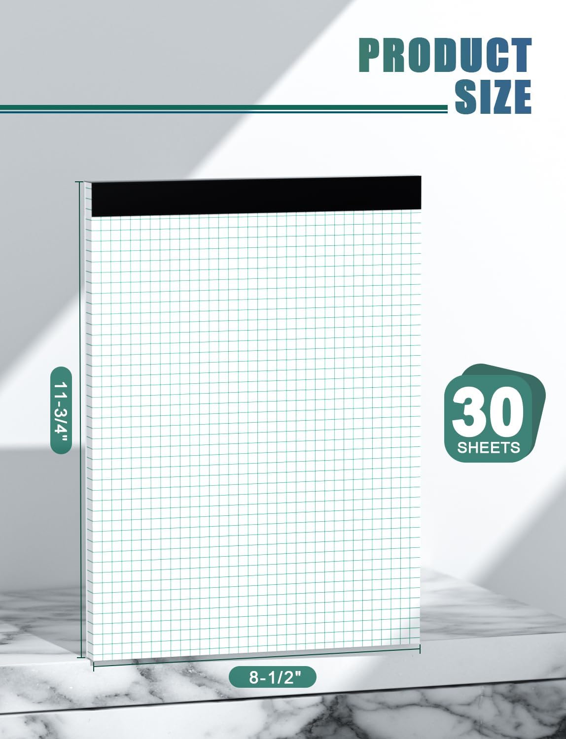 Graph Paper Pads 8.5 x 11, 4x4 Graph Ruled, 6 Pack 1/4 Graph Paper Notebooks, Grid Paper Pad Notebook 8-1/2" x 11" Graphing Paper, Perforated Quadrille Pad, 70GSM White Graft Paper Pads, 30 Sheets/Pad