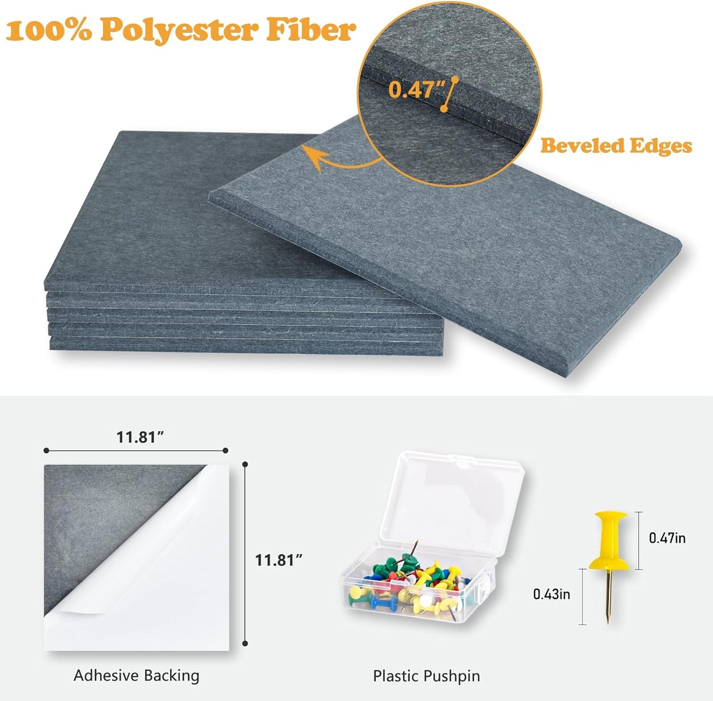 Thick Cork Board for Wall with Pins, 36" x 24" Bulletin Board Self-Adhesive Pin Board | Customized 6 Packs Felt Tiles for Office Home Wall Decor