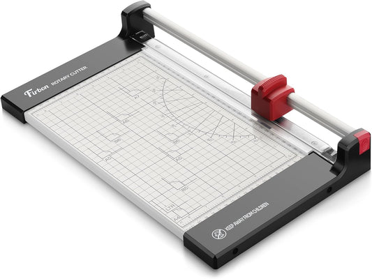 Firbon 12" Rotary Paper Trimmer with Replaceable Blade, Heavy Duty 12-Sheet Capacity Cutter for Cardstock, Photos, Scrapbooking, Office, School & Studio
