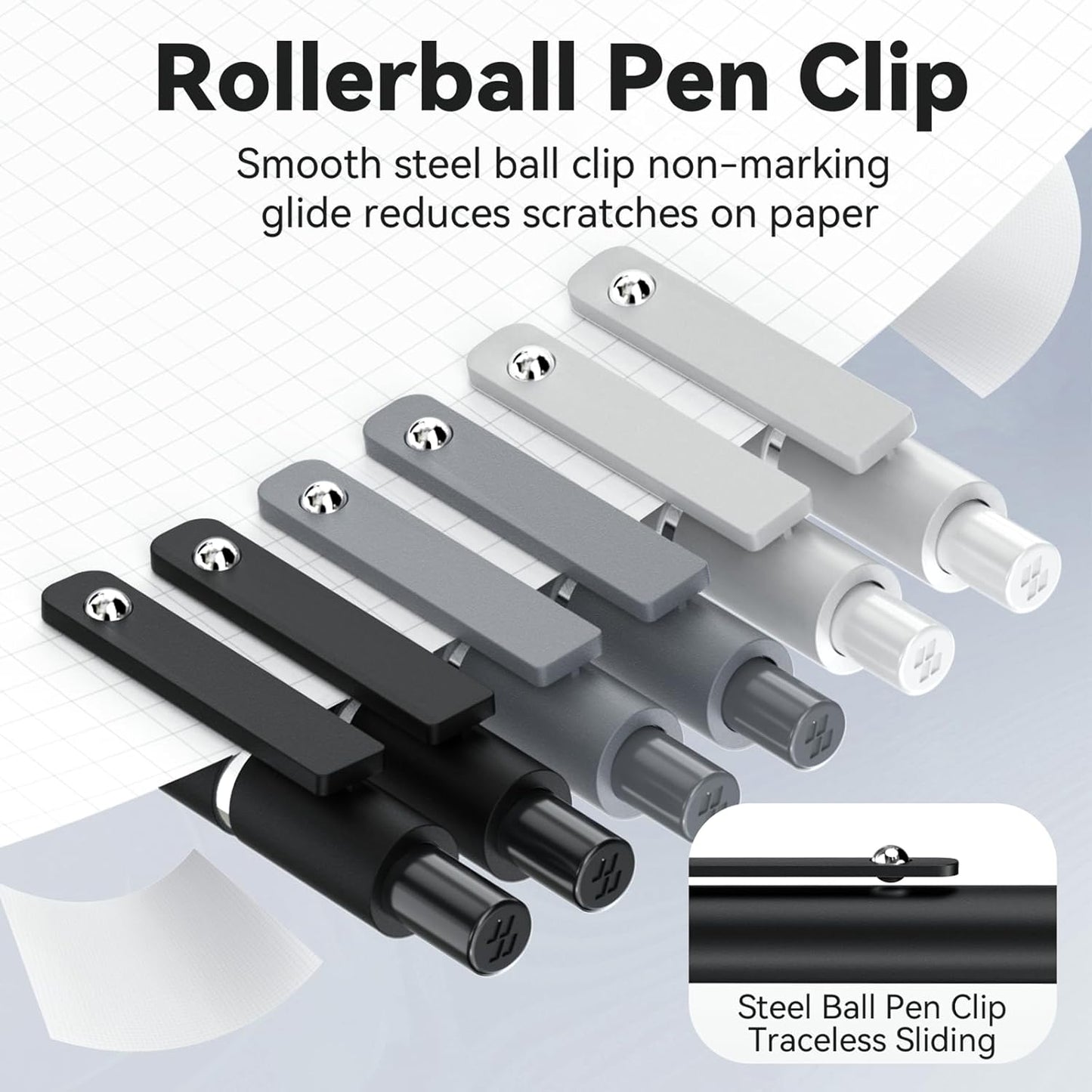 Gel Pens, 6 Pcs 0.5mm Fine Point Black Ink Pen With Smooth Writing, Office Desk Accessories, School Supplies Gifts for Men Women, Quick Dry Pens For Journaling, Black/Gray/White