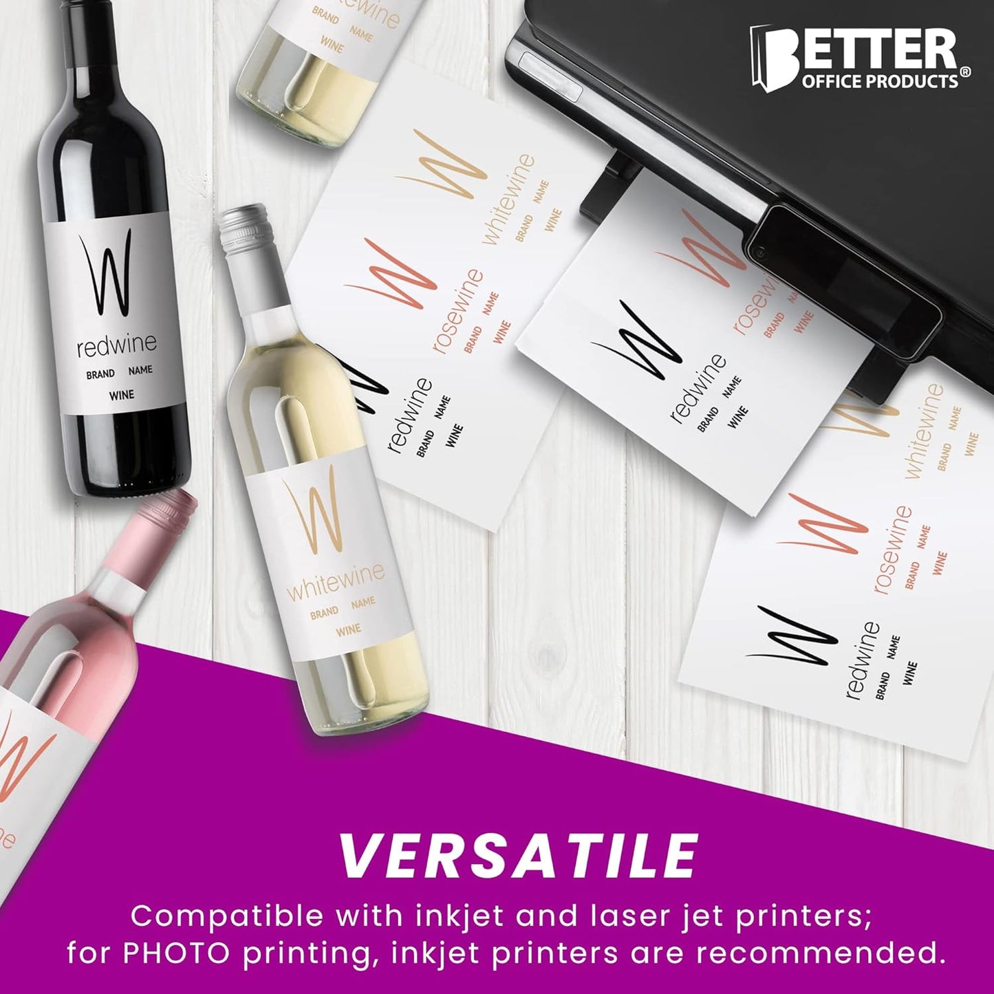 Better Office Products Thin Glossy Photo Paper, 100 Sheets, 8.5 x 11", 30 lb, 115gsm, Inkjet Photo Paper, for Brochure Printing, Custom Chip Bag Party Favors, Letter Size, 100-Count Pack