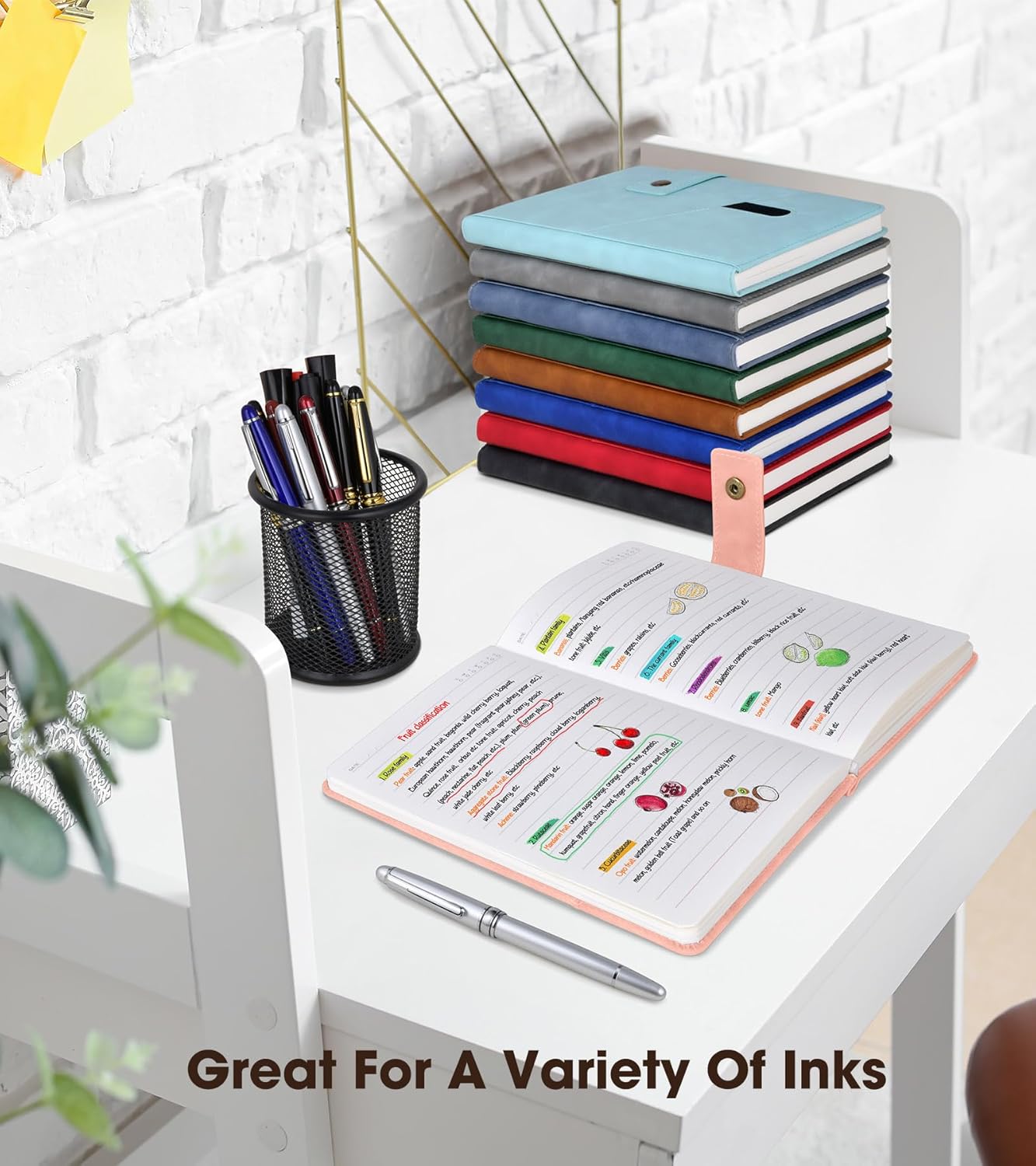 Pink A5 Lined Leather Journal Notebook for Men Women,5.9" X 8.4" Personalized Hardcover Journal with Pen,200 Pages 100 Gsm Thick Ruled Paper Daily Diary for Travel,Business,Work,Writing