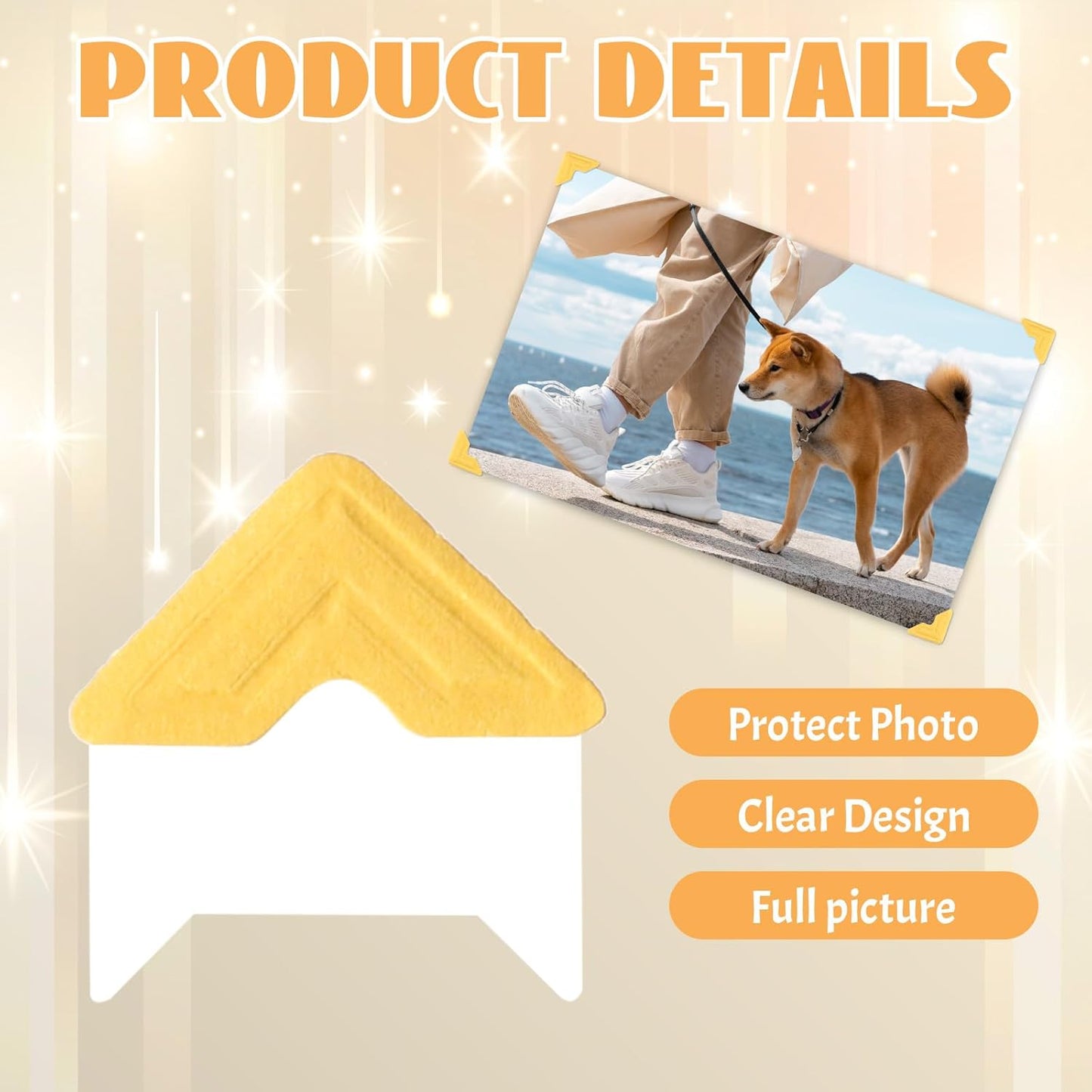 LIQWEI 240 Pcs Photo Corners for Scrapbooking, Photo Corners Self Adhesive Picture Stickers, Gold Wedding Scrapbook Picture Mounting Corner for DIY Scrapbook, Album, Memory Books, Diary