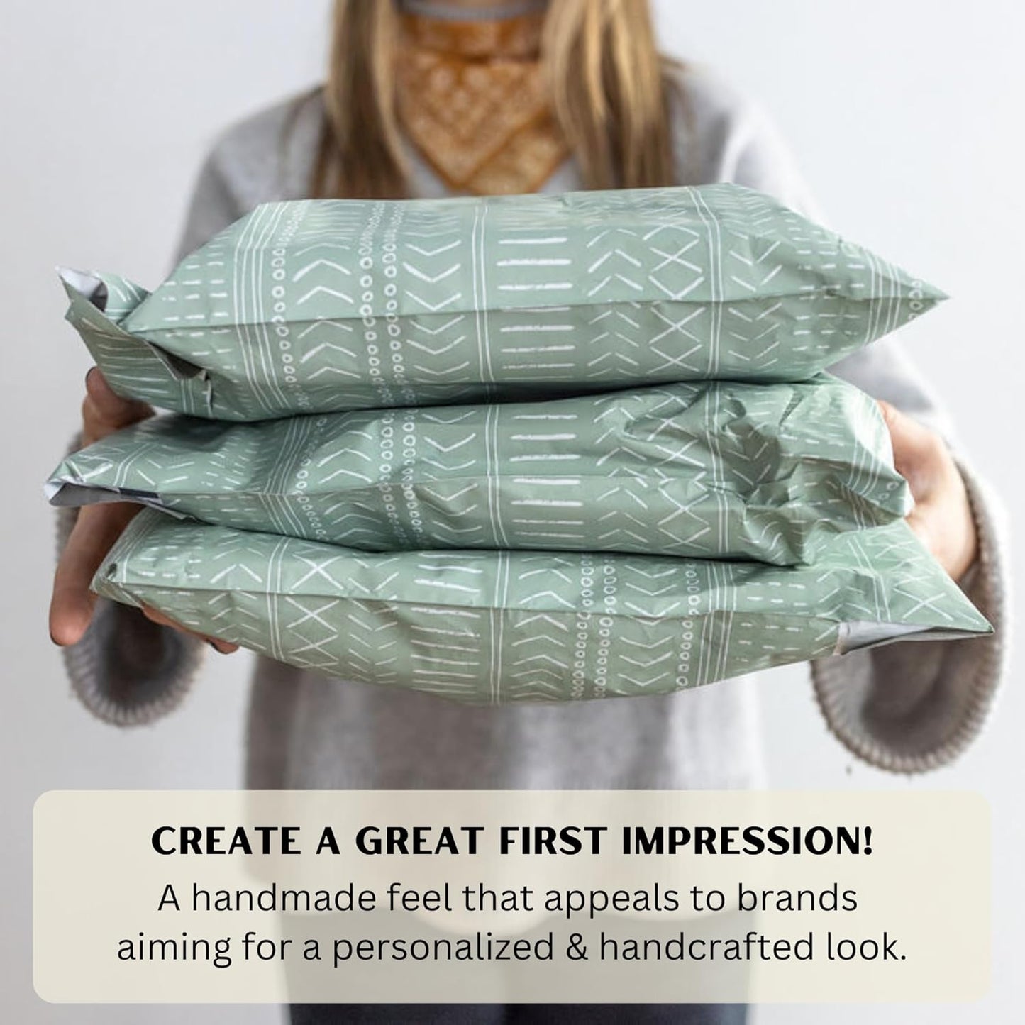 Poly Mailers 10x13 Inch 50 Pack Medium Shipping Bags Strong Thick Mailing Envelopes | Self Sealing Adhesive | Waterproof & Tear Resistant | Small Business Packaging for Clothing - Boho Sage Green