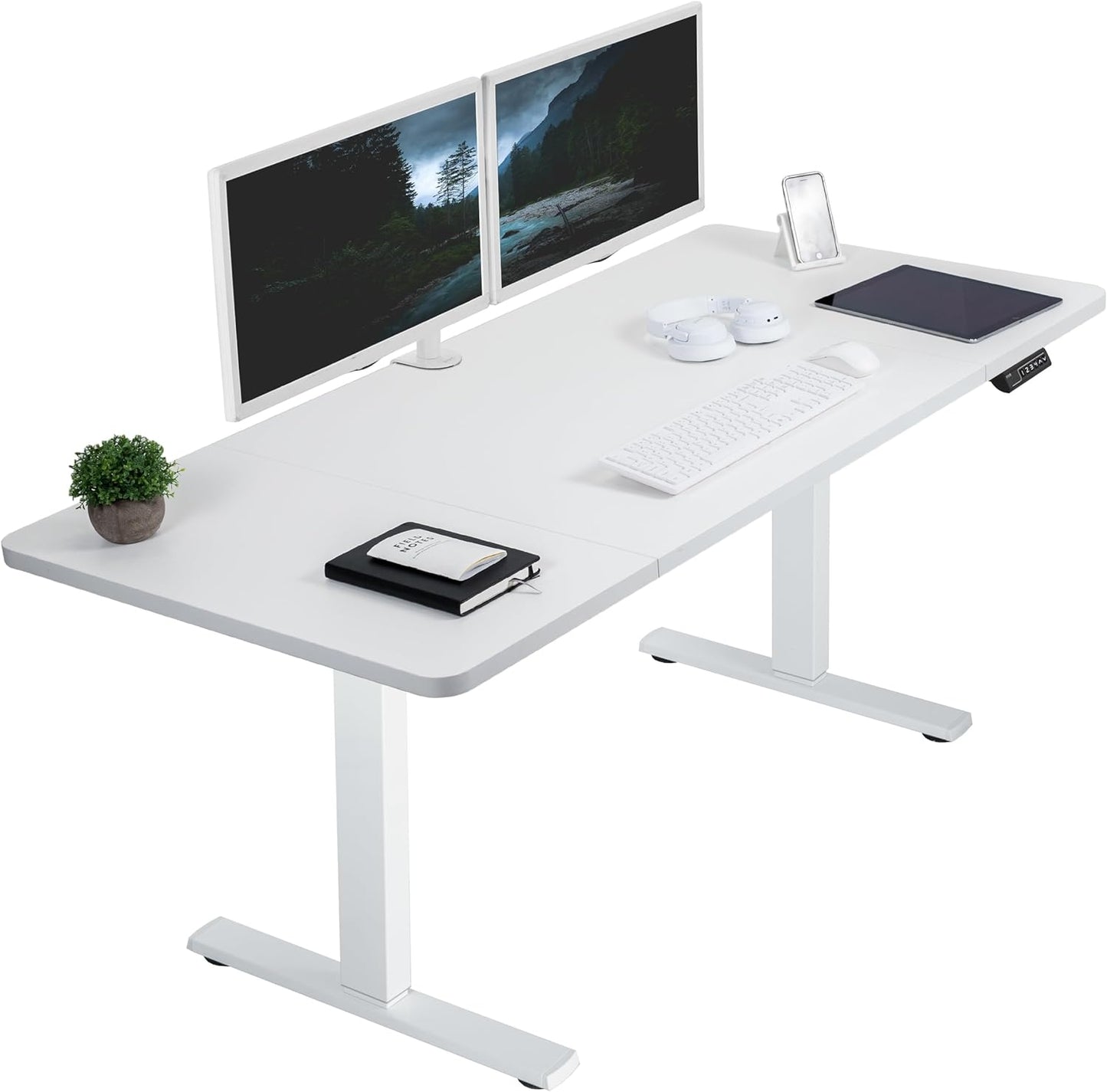 VIVO Electric 60 x 30 in Standing Desk, Memory Height Adjustment, 1B Series, White Top White Frame, DESK-KIT-1W6W-30
