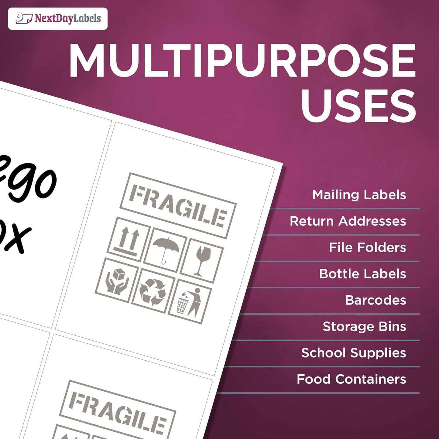 NextDayLabels – 4” x 5” Rectangular Sticker Labels for Printer - White Laser/Inkjet Printer Labels Return Address Labels Shipping Label Stickers (250 Sheets, 4 Per Sheet, 1000 Labels)