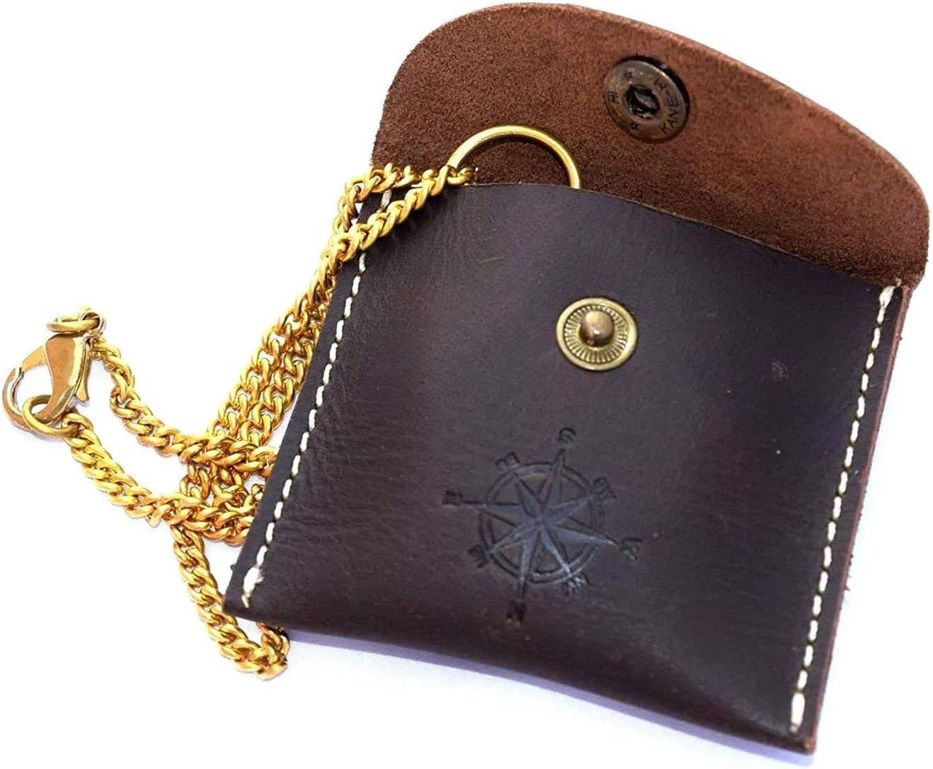 VERTERIS Nautical Vintage Compass Solid Brass Compass in a Black Leather Case