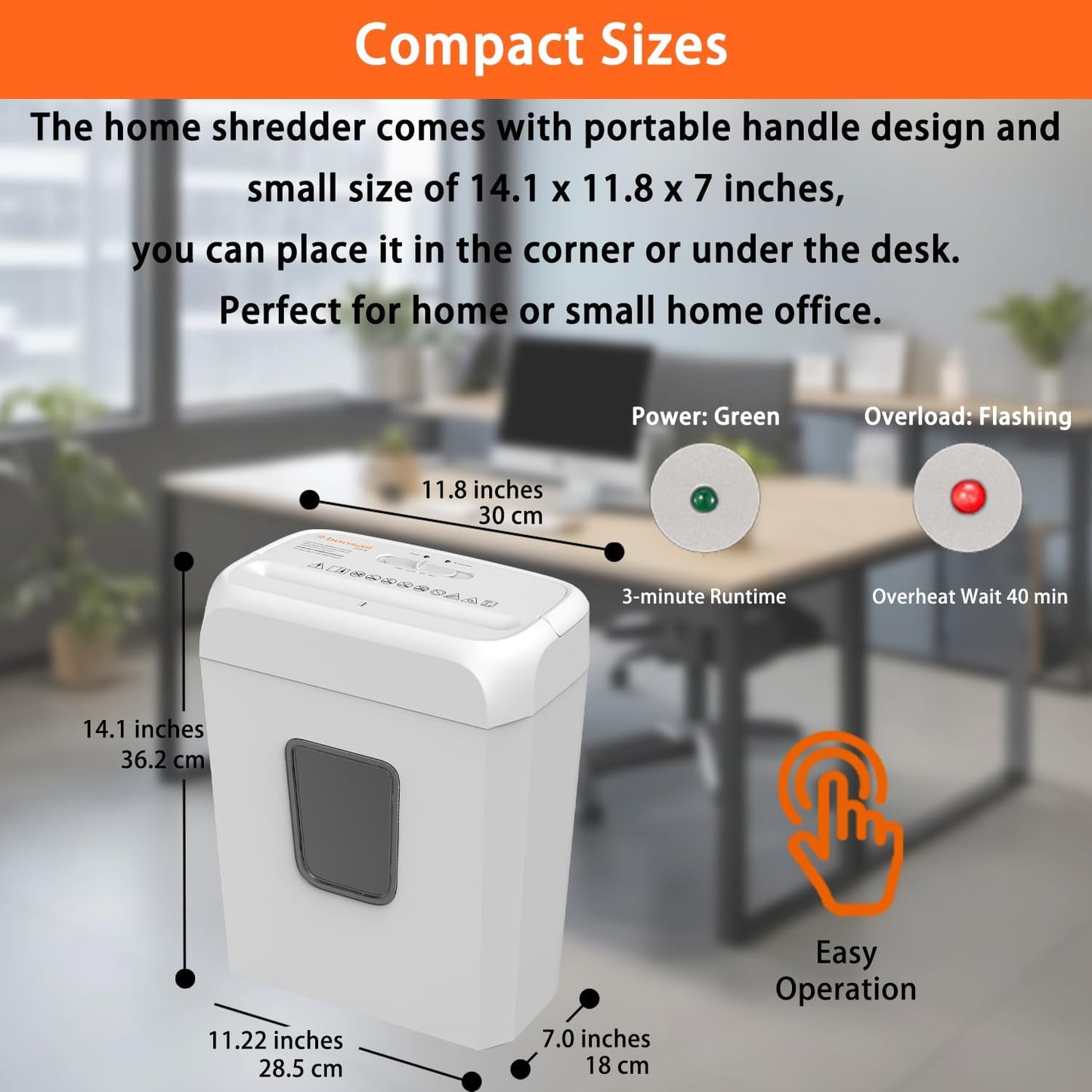 Bonsaii Low Noise Operation Paper Shredder, 6-Sheet Cross-Cut, Credit Card Shredder, Home Office, Handle for Document, Mail, Staple, 3.4 Gal Wastebasket, Easy-Carry Handle, White(C237-B)