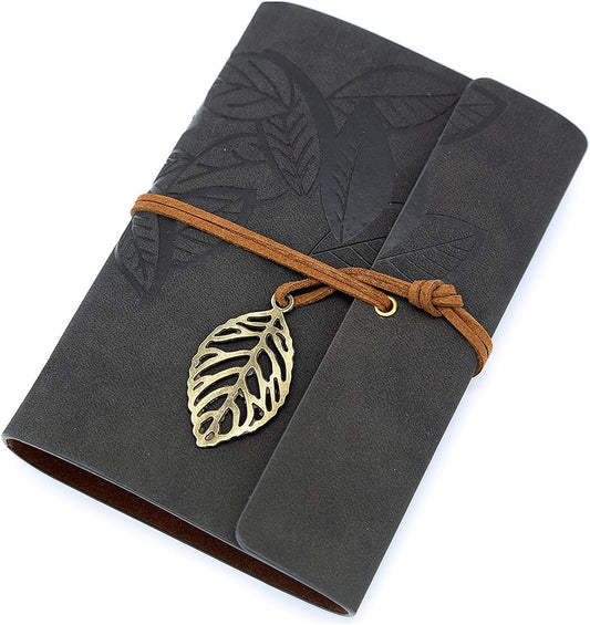 Vintage Black PU Leather Cover Loose Leaf Blank Notebook Journal Diary Gift
