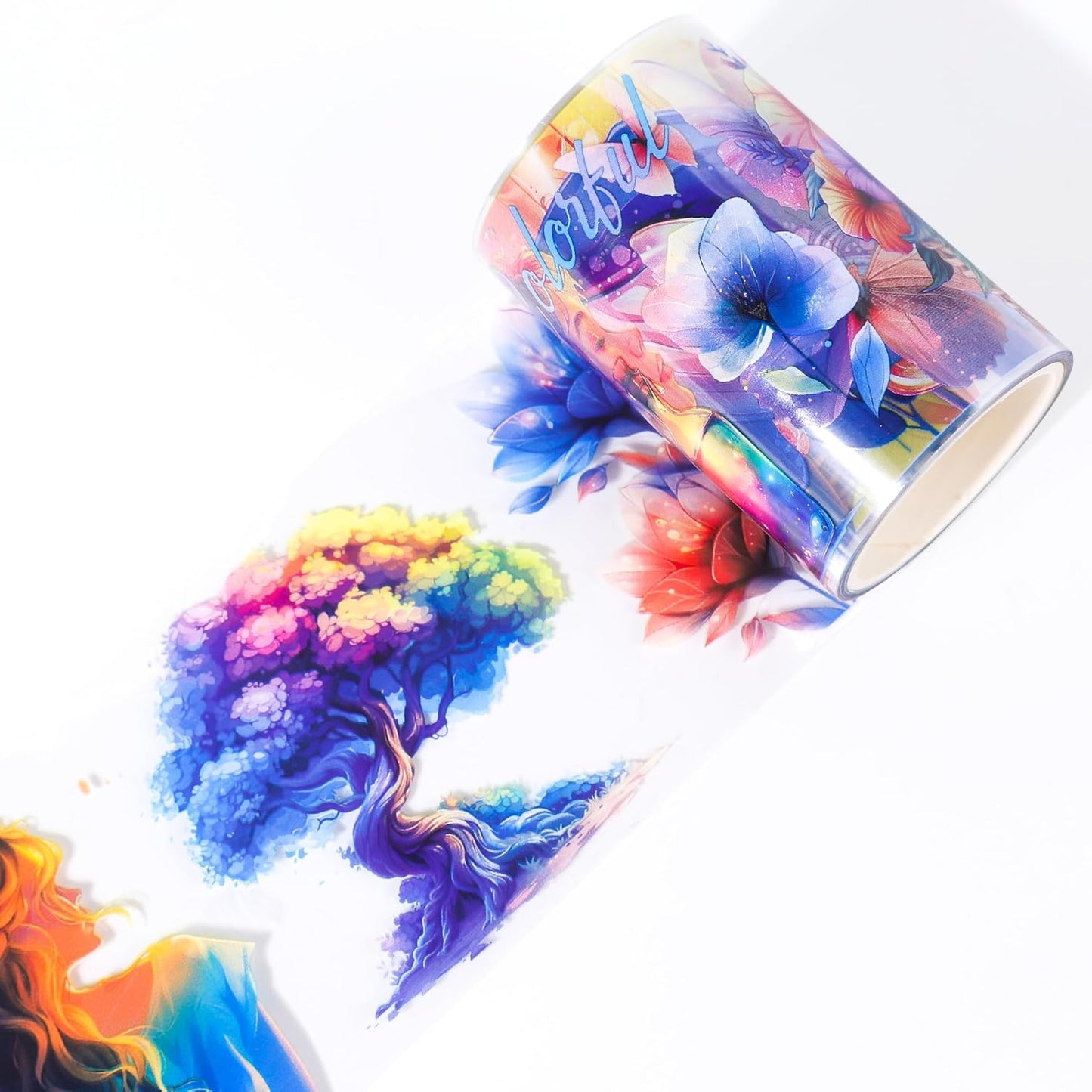 PET Tape for Journal Scrapbooking - Coloful Characters Flower Journal PET Tape Scrapbook Supplies, Scrapbook Notebook Bottle Crafts Décor