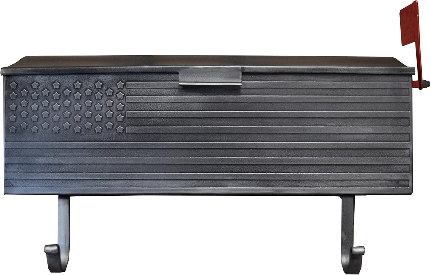 Oakland Living AZ620-SILVER Silver Patriotic Metal Outgoing Mail Flag and Newspaper Hangers Wall Mount Mailbox