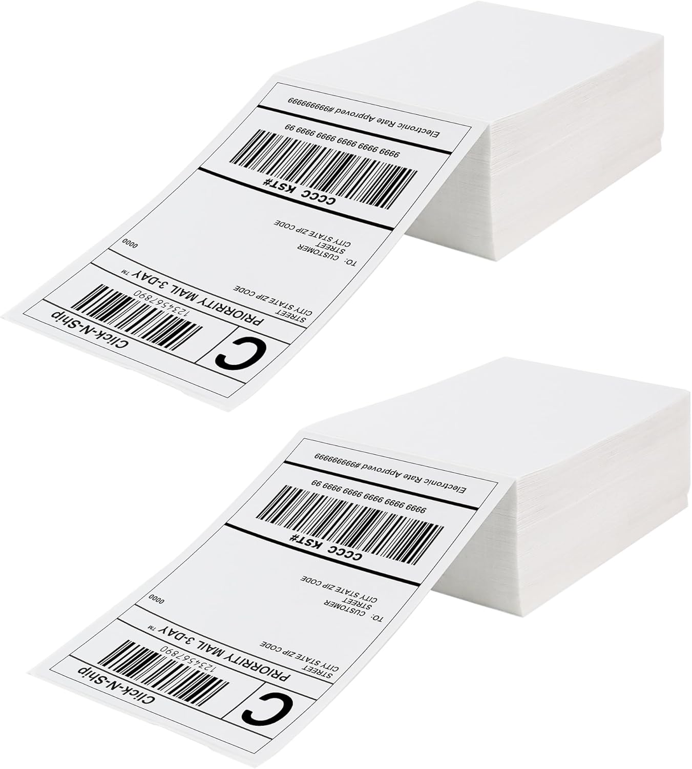 Fanfold Direct Thermal Shipping Labels 4''x6'' 600 Labels/2 Stacks (300 Pcs per Stack), Compatible with Zebra Rollo Beeprt Printer Ultra Adhesive
