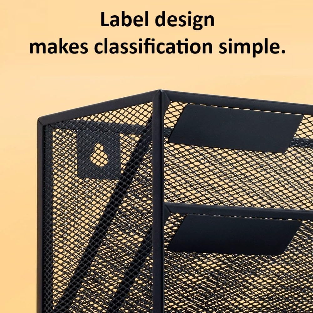 Kuntine.B 6-Tier Wall File Organizer Hanging File Organizer Cubicle Organizer Wall File Holder for Office Home, Black