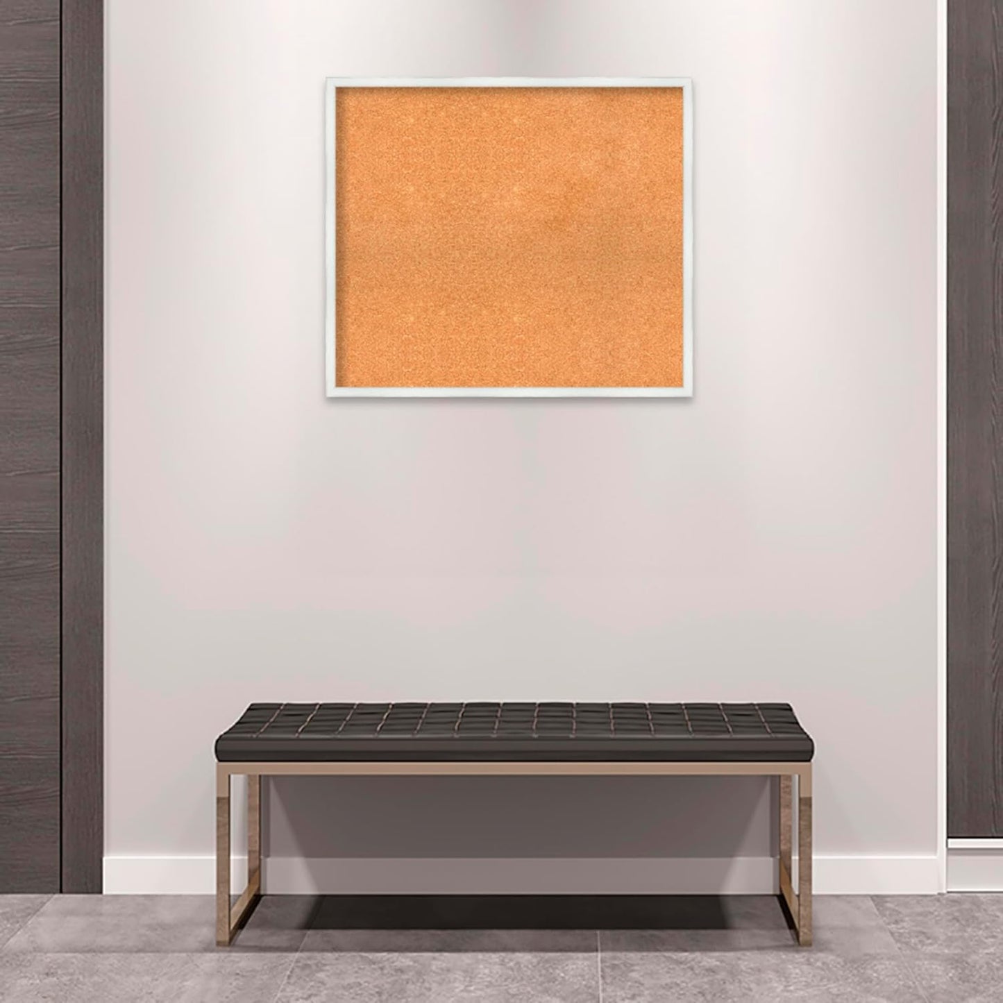 Amanti Art Natural Cork Board for Wall, 27x31 Vision Board with White Frame, Large Corkboard Office Decor for Home Organization, Country Rustic Corkboard Pinboard to Display Items for Home