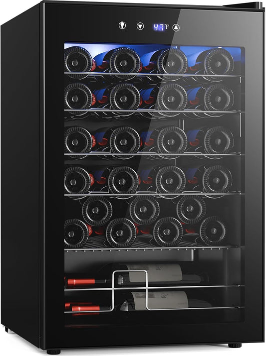 Antarctic Star Wine Cooler Refrigerator, Freestanding Wine Fridge with Adjust Temperature（32°F- 61°F）, 4.5 Cu.Ft Mini Fridge for home/bar/office, Black