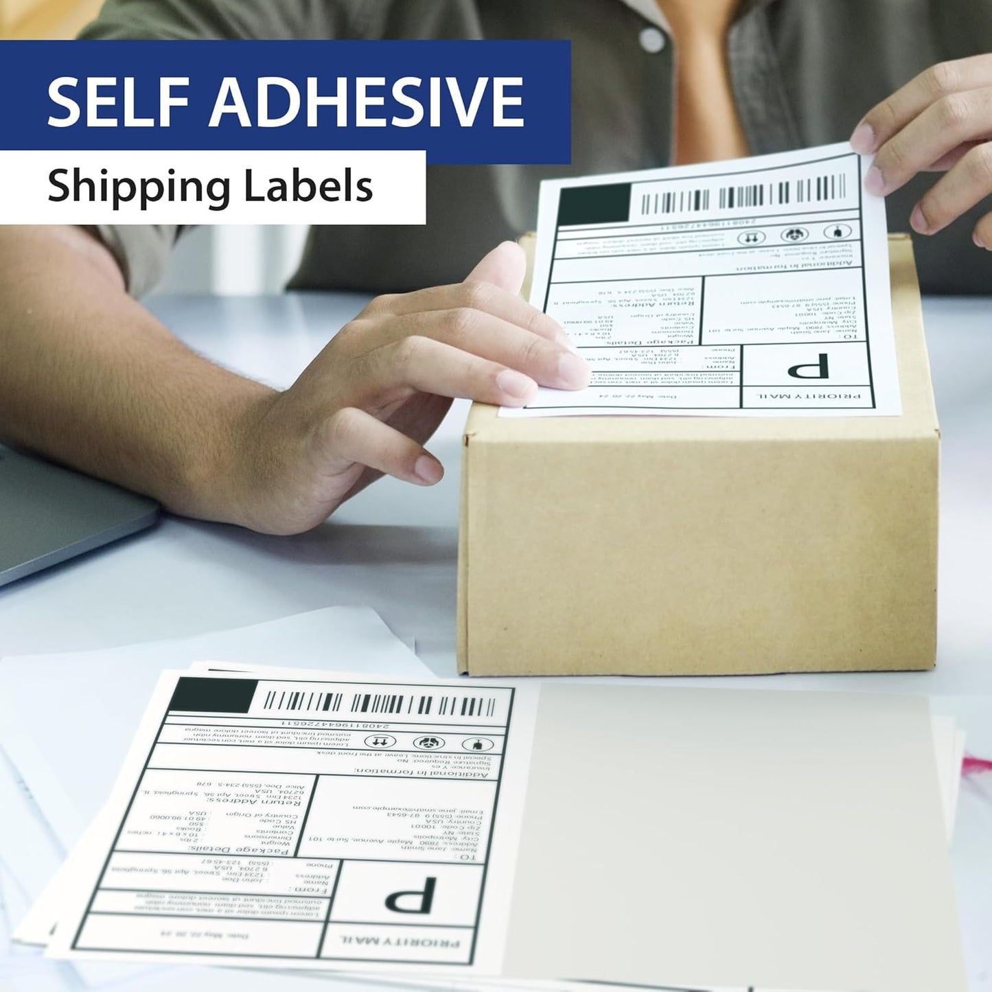 2000 Sheet (4000 Labels) | 8.5" x 11" 2 UP Half Sheet Self Adhesive Shipping Labels for Laser & Inkjet Printers | Ecommerce, Address, Mailing, Labeling, Packaging