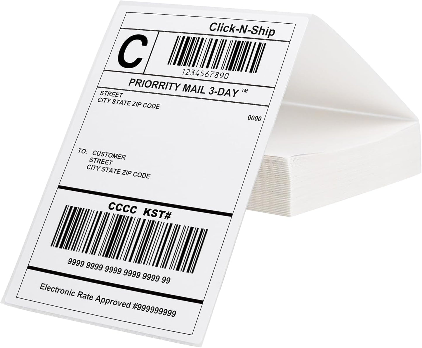 L LIKED 200 Fanfold 4" x 6" Direct Thermal Labels, with Perforated line for Thermal Printers - Compatible with Zebra & Rollo Printer