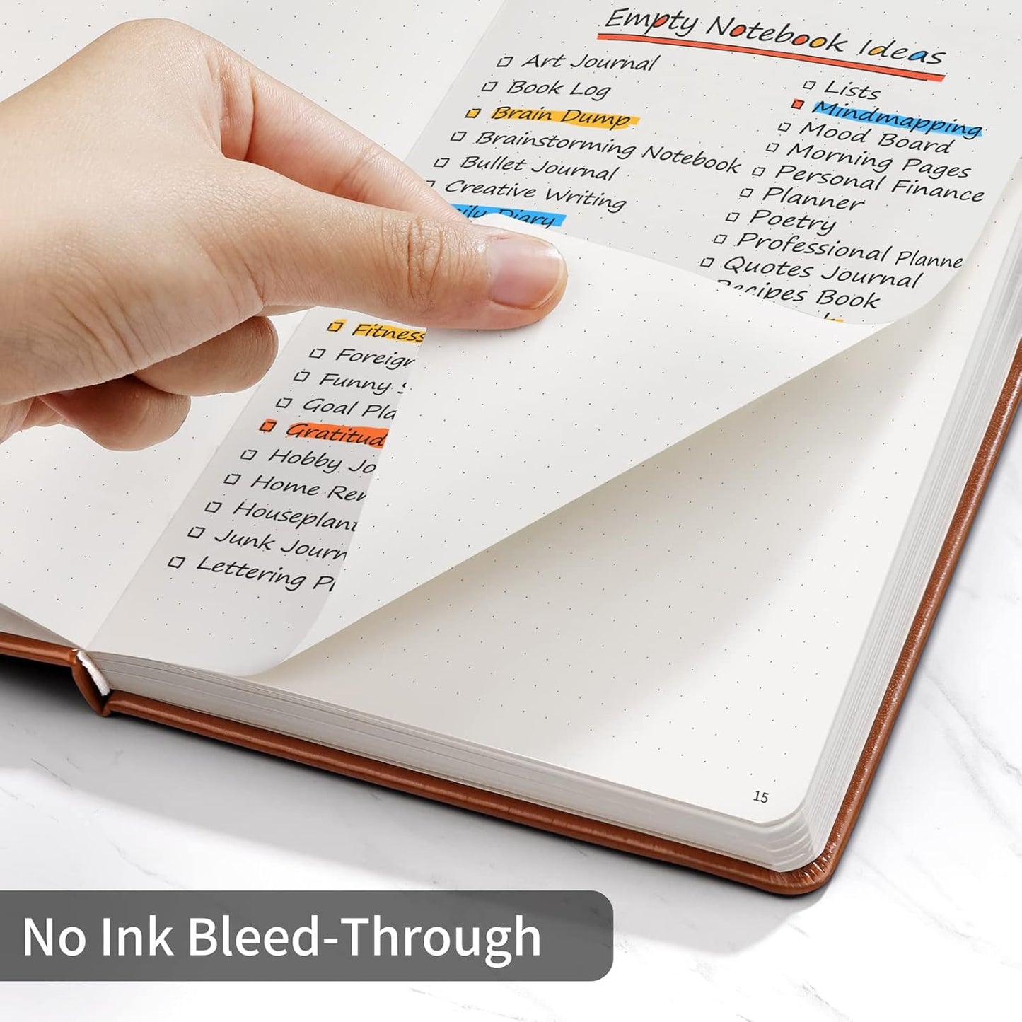 Annecy Numbered Bullet Dotted Journal Notebook, Medium 5.5x 8.25, 160 Pages 100GSM Writing Paper, A5 Brown Faux Leather Cover with Pen Loop