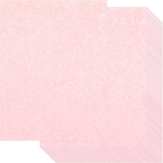 Epakh 200 Sheets Old Age Parchment Paper 8.5 x 11 Inch Standard Letter Vintage Colored Old Parchment Semblance Double Side Printing Paper(Light Pink)