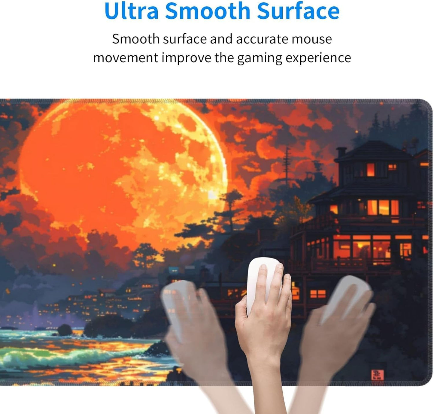 Gaming Mouse Pad Desk Pad,Extended Big Mouse Pad,31.5x11.8 Inch Long Computer Keyboard Mouse Mat Mousepad with 3mm Non-Slip Base and Stitched Edge for Gaming and Office… (Oil Painting)