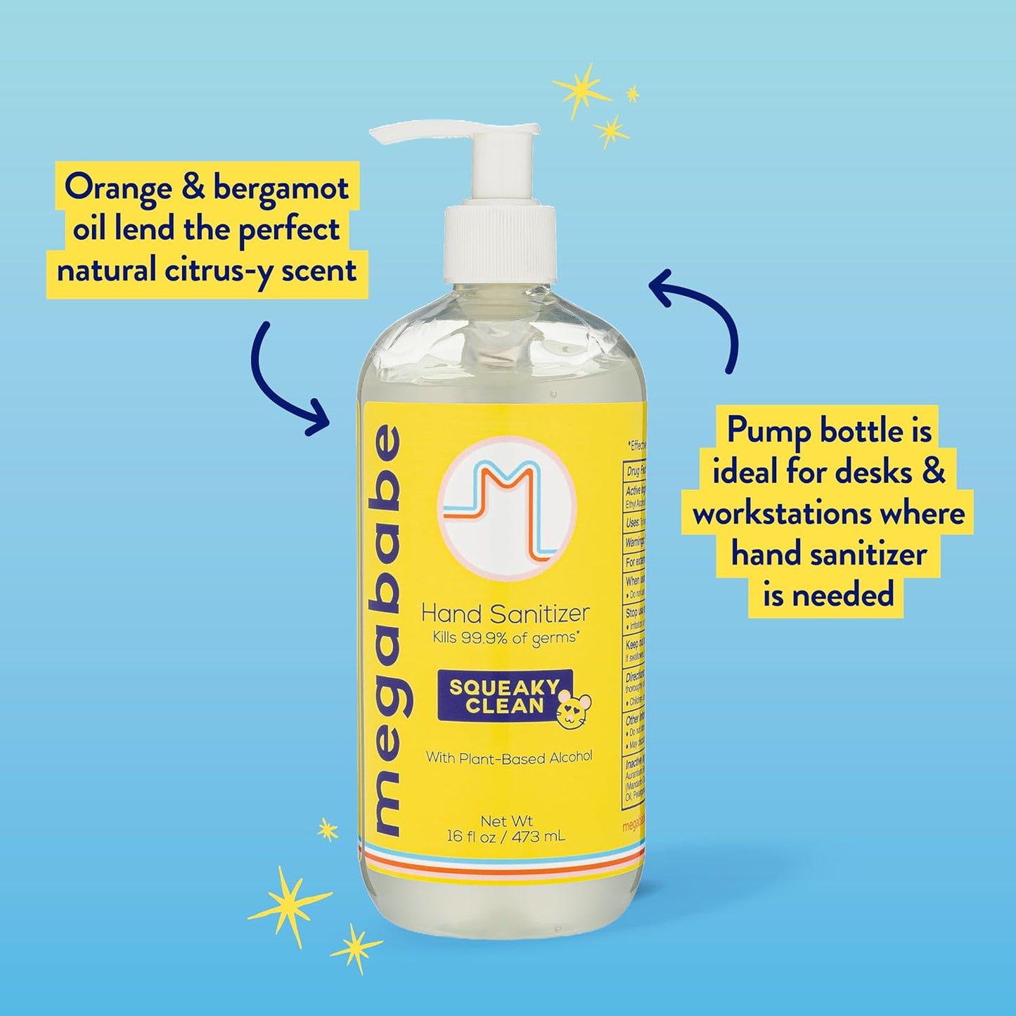 Megababe Squeaky Clean Hand Sanitizer Pump 16oz