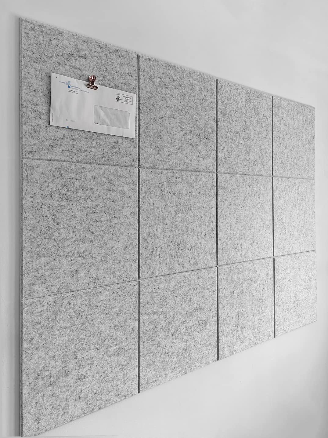 Large Cork Board Alternative - 12-Pack Felt Wall Tiles with Safe Removable Adhesive Tabs, Cork Wall Tiles Bulletin Board Home Office Essentials - Marble