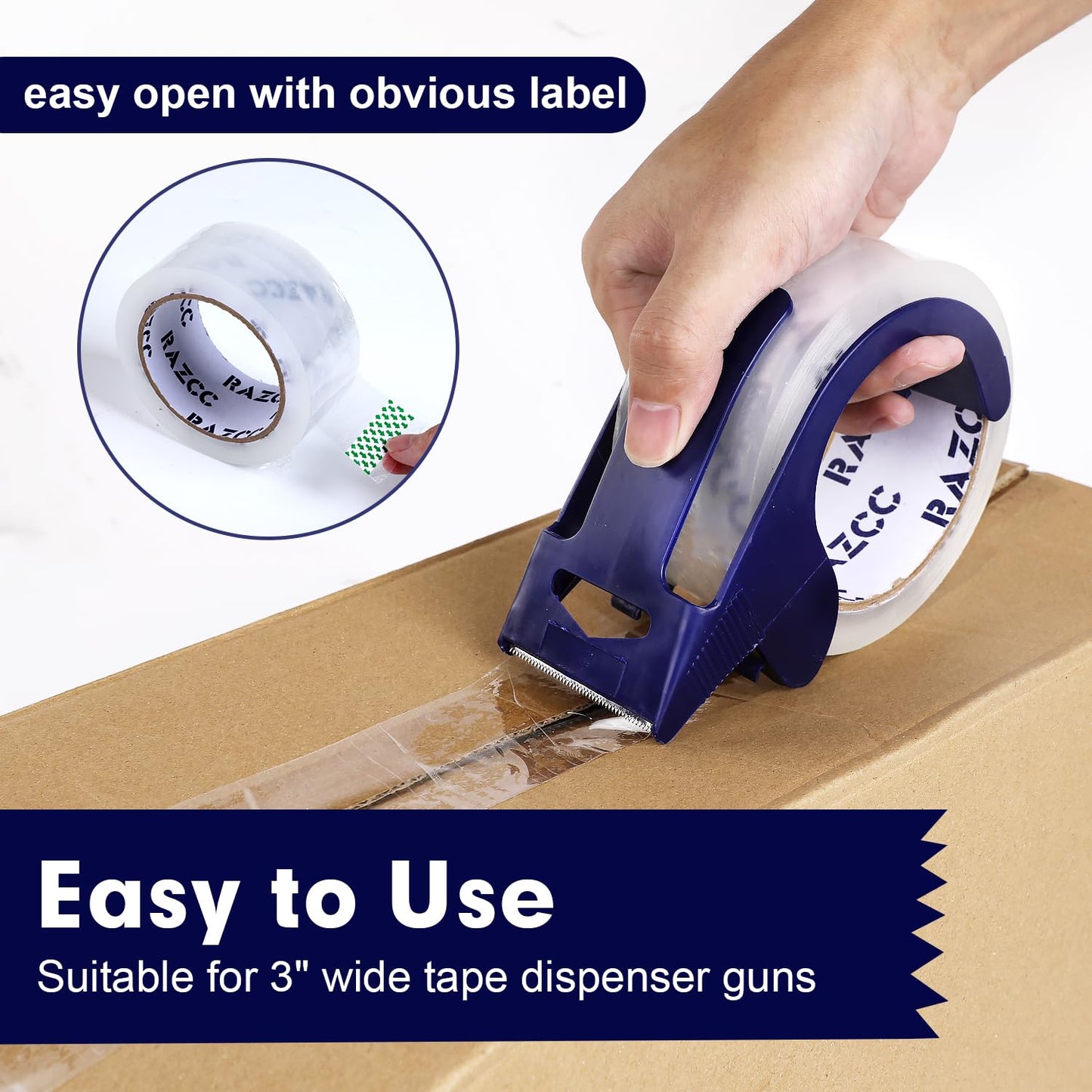 Packing Tape, 18 Rolls Clear Heavy Duty Packaging Tape with Dispensers for Packing, Shipping, Moving and Mailing, Thicker Sealing Tape-1.88" x 65 Yards Per Roll, 1170 Total Yards