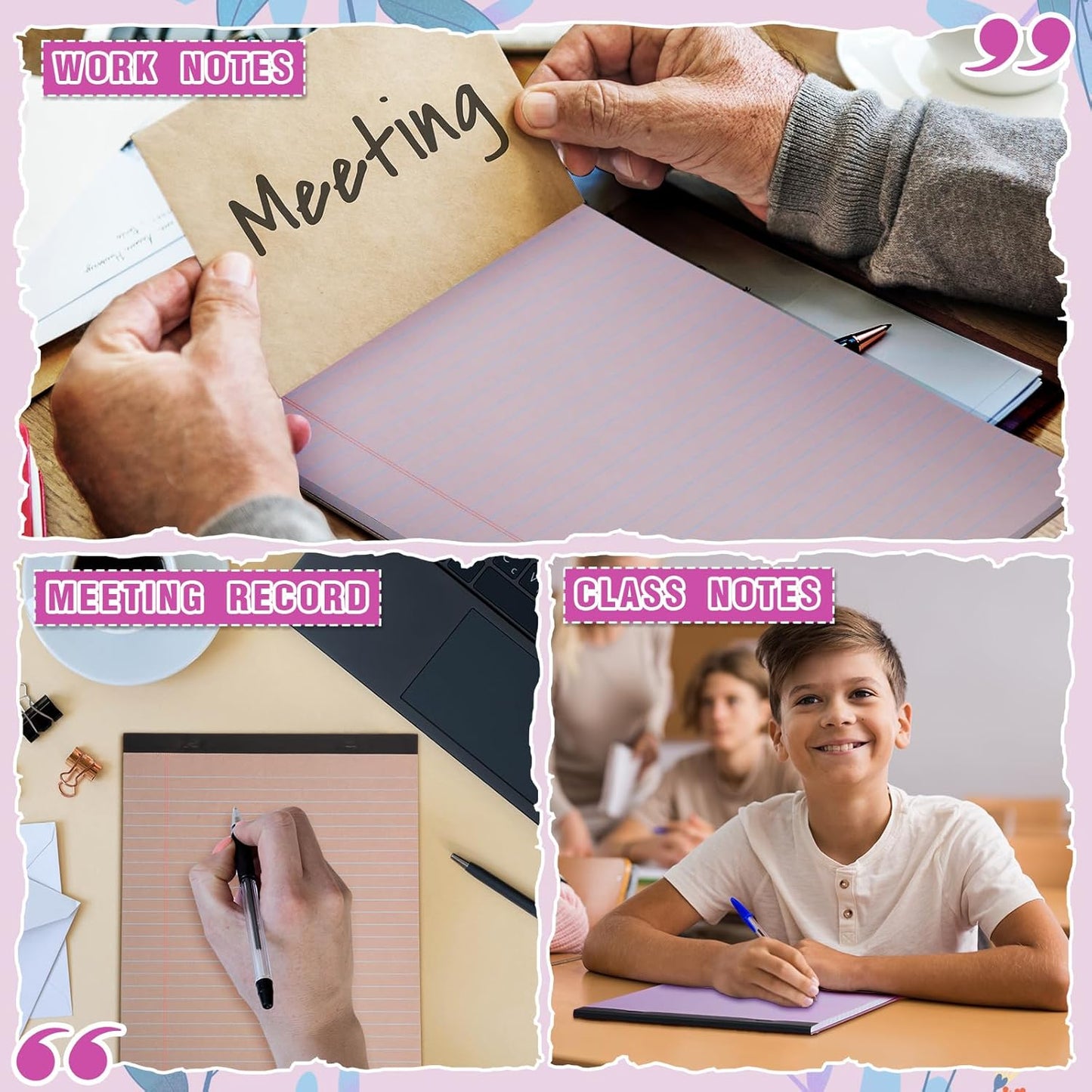 Lincia 12 Pcs Colored Legal Pad Writing Pads 8.5 x 11 Inch Wide Ruled 50 Sheets Per Notepad Micro Perforated Writing Notepad for School, College, Office, Business (Pastel Colors)