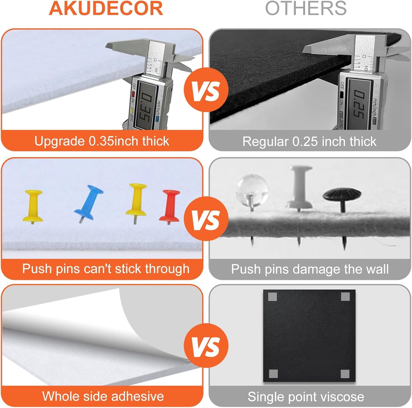 Cork Boards for Walls 48" x 36" Felt Board Alternative, 12 Pack Felt Wall Tiles Bulletin Board, Large Cork Board for Office Pin Board Tack Board Cork Boards