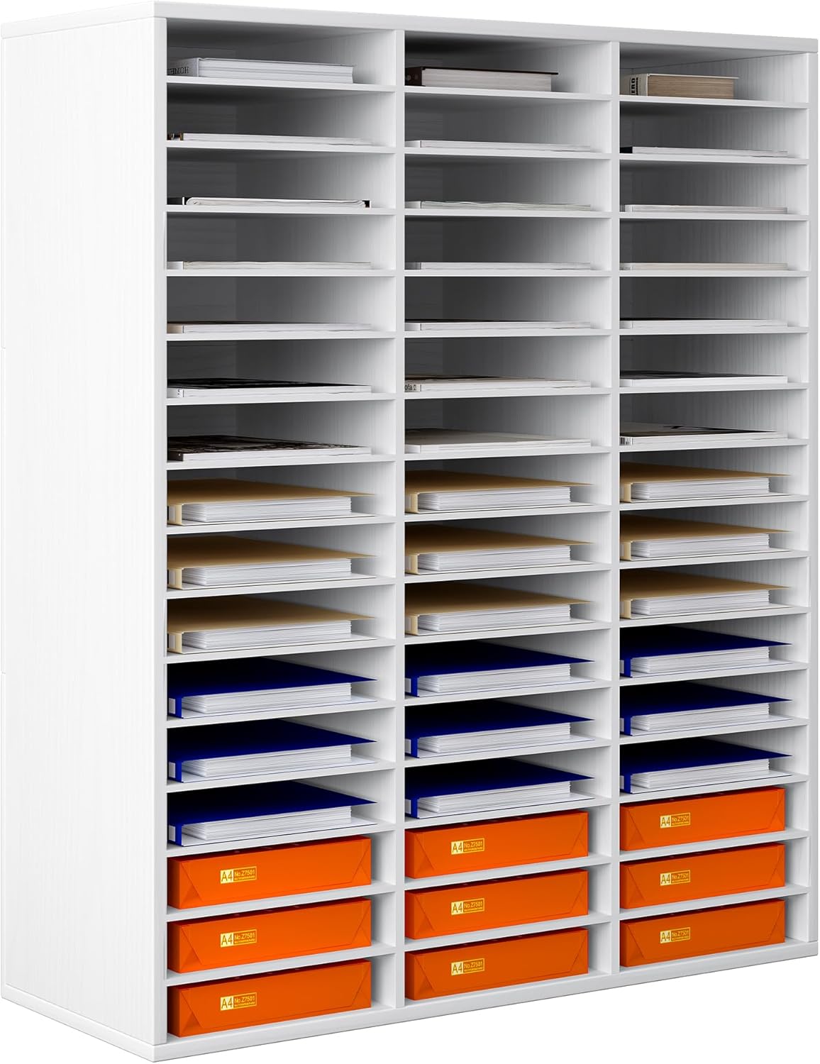 Mail Sorter Wood Literature Organizer, Student Mailbox for Classroom, Desktop Bill Paper Organizer for Office Home School, 48 Compartments, Black