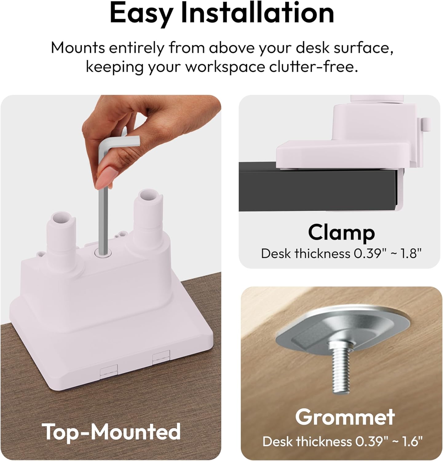 Pixio PS1D Wave Pink Dual Monitor Arm Stand Desk Mount - Fits up to 32 inches Monitors and up to 19.8lbs. VESA Compatibility and Integrated Cable Management