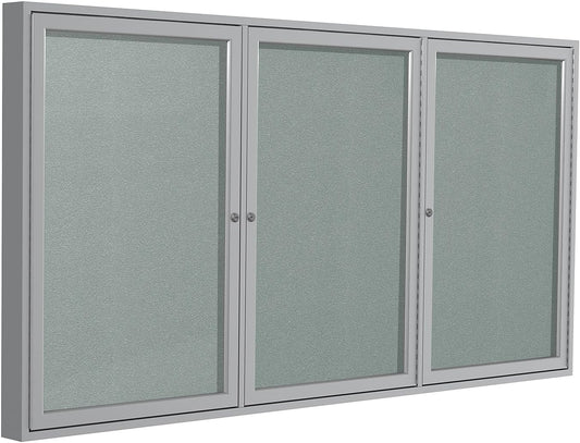 Ghent 48"x72" 2-Door Outdoor Enclosed Vinyl Bulletin Board, Shatter Resistant, with Lock, Satin Aluminum Frame - Silver (PA34872VX-193), Made in The USA