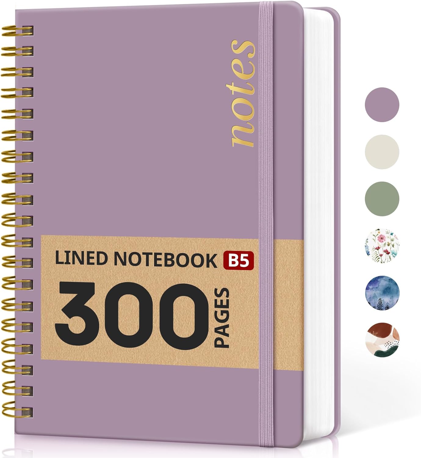 Lined Spiral Notebook Journal for Work, 300 Pages Thick B5 (7.1"x10") College Ruled Journal for Women & Writing, Hardcover Notebook for Note Taking, Perfect for Office Home School Supplies, Purple