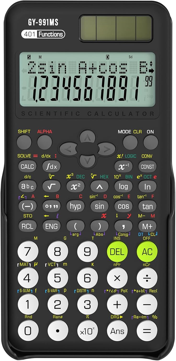 Scientific Calculator for Students, 991 MS Science Calculator for Middle and High School Supplies Calculator with Cover (Black)